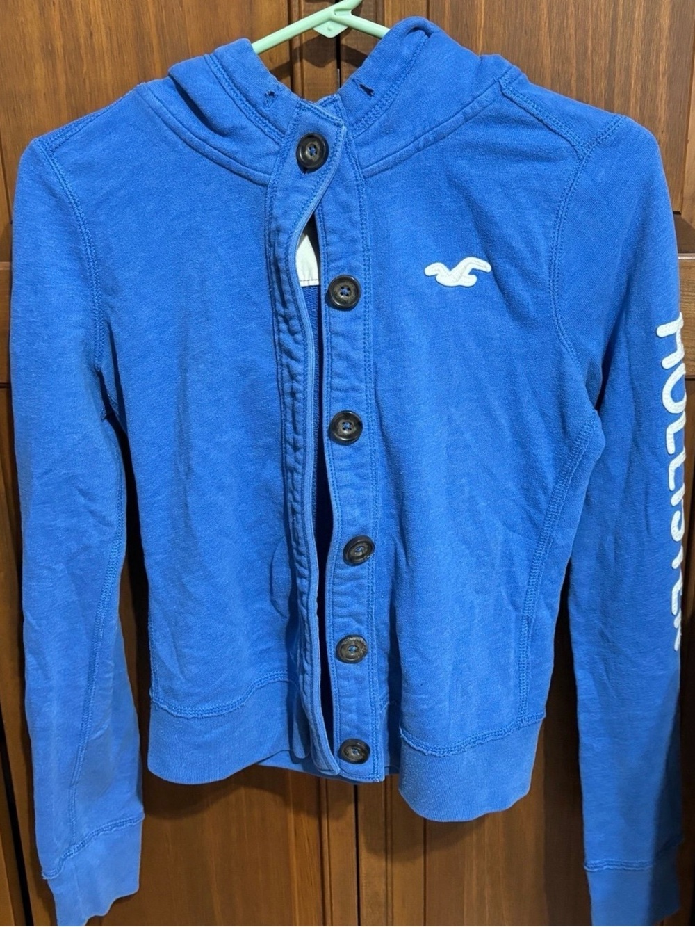 Hollister Blue Button-Front Sweatshirt
